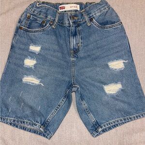 Levi's Light Blue Ripped Jean Shorts